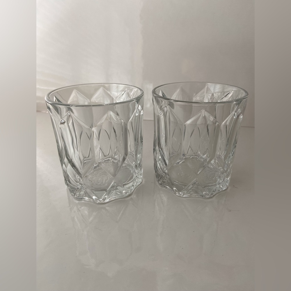 Crown Royal etched whiskey glasses